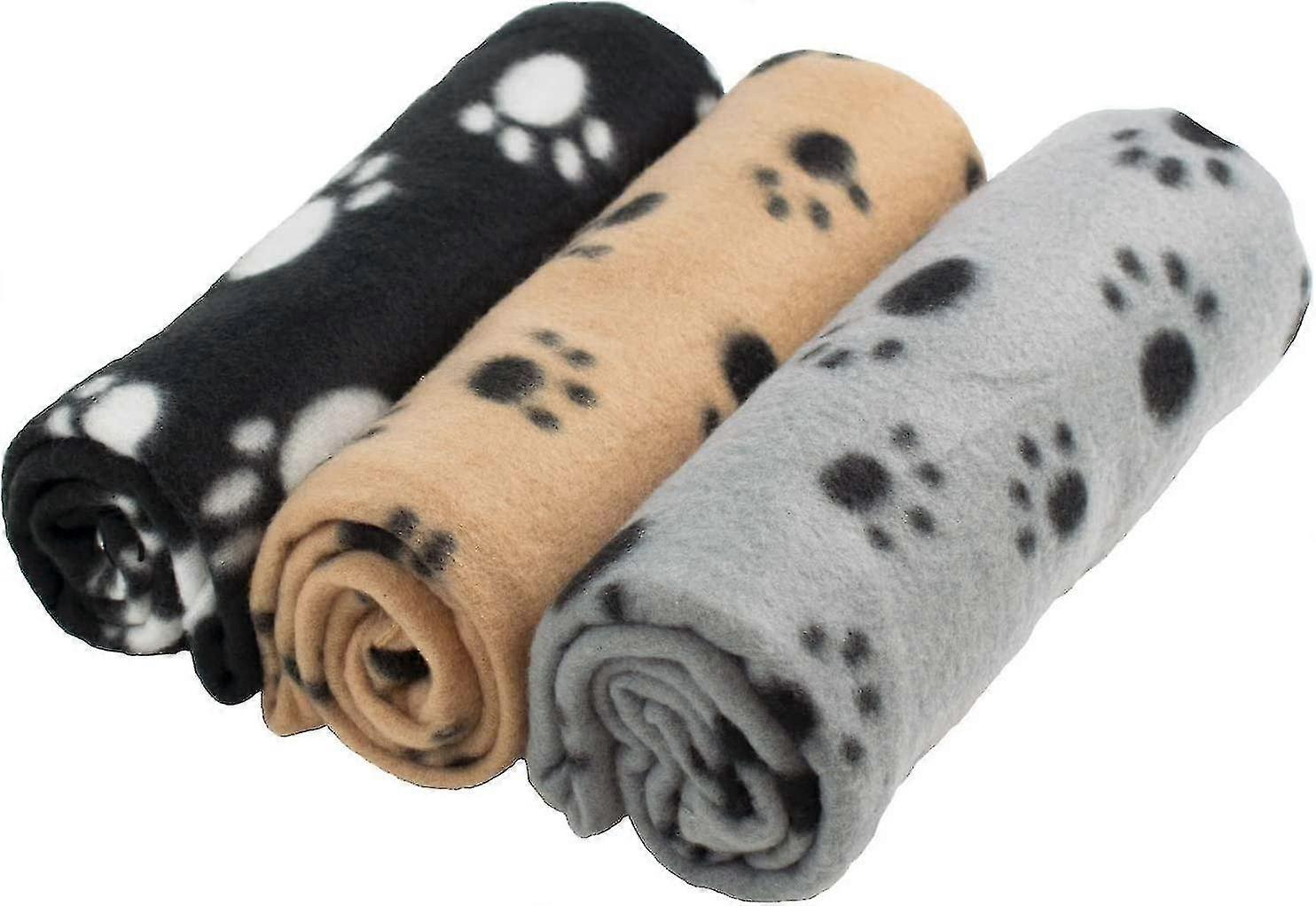 Paw Print Pet Blanket For Dog Or Cat, Soft Finish, Sturdy Winter Blanket, Paw Prints Mat 3pcs Random Color (60 X 70cm)