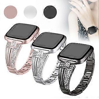 Be compatible with Fitbit Versa, Fitbit Versa Lite Replacement Band, Stainless Steel with Rhinestones