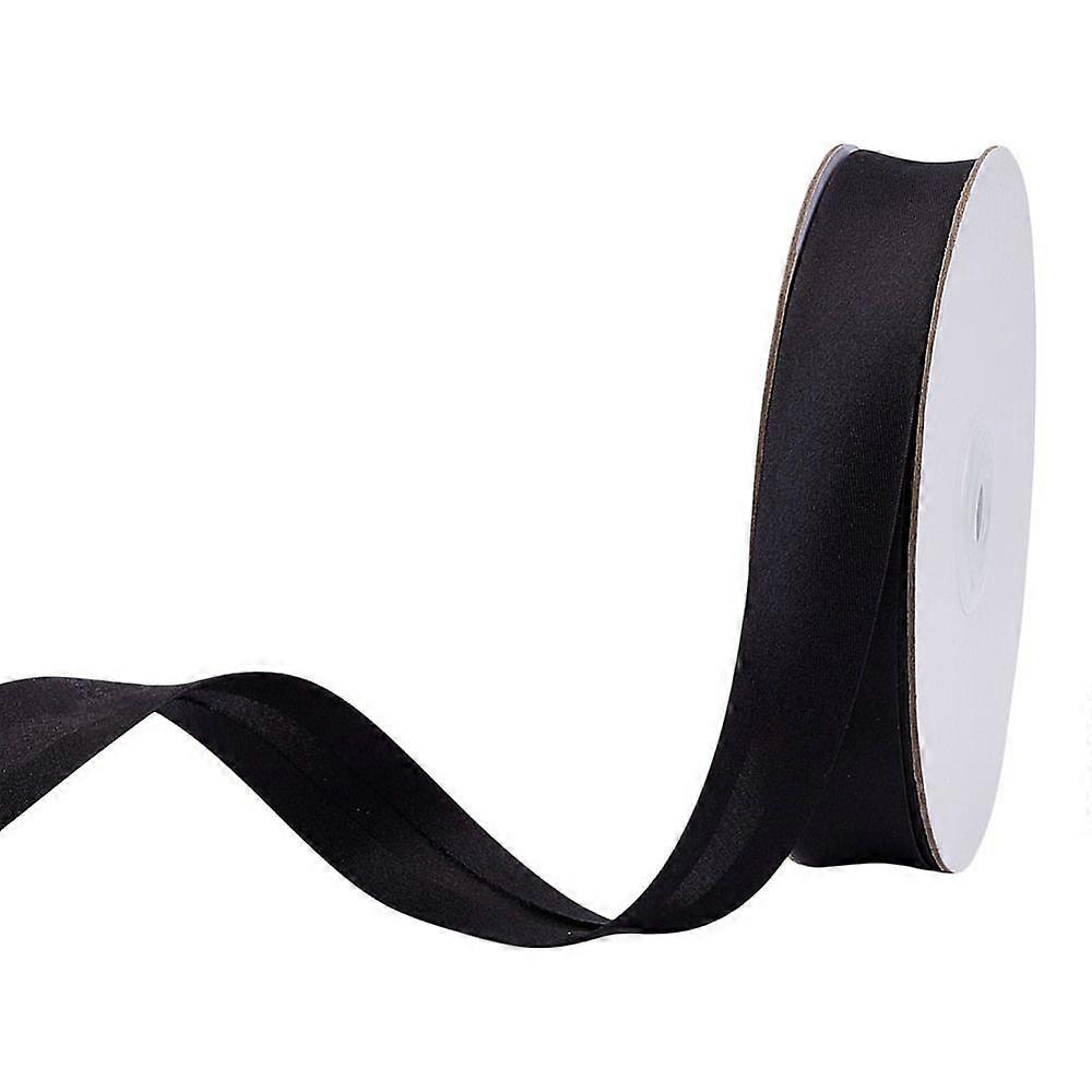 Polyester Double Fold Bias Tape Flat Black 20mm about 24.06 Yards(22m)/Roll