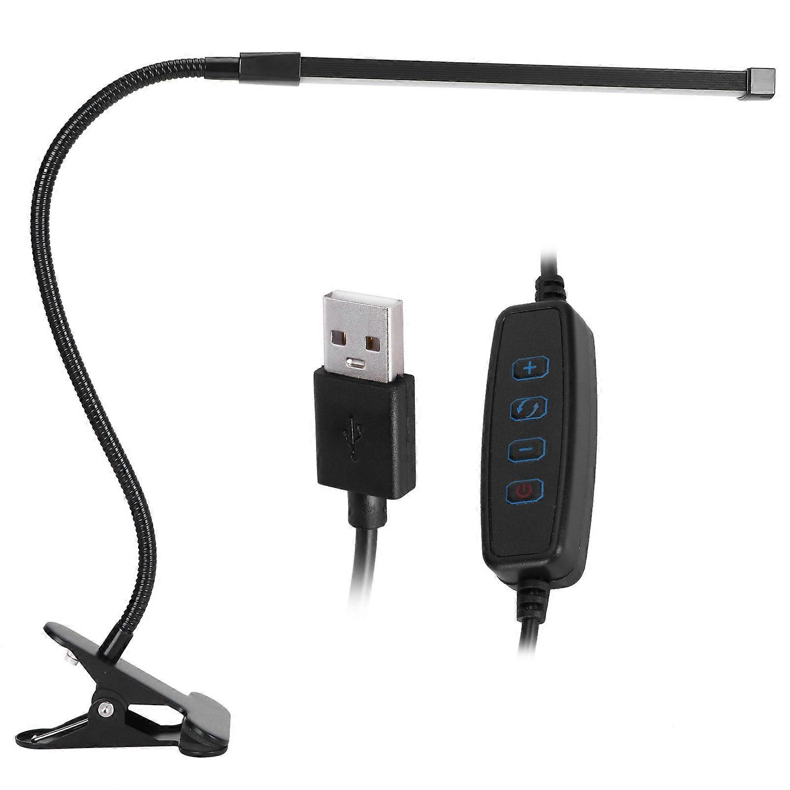 USB Powered LED Clip Light 3 Color Temperature Stepless Adjustable Reading Lights for Bedside