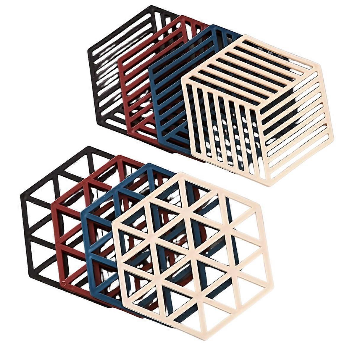Hexagonal Grid Heat- Pot Mats Hexagonal Table Insulation Mats Silicone Pot Mats and Coasters