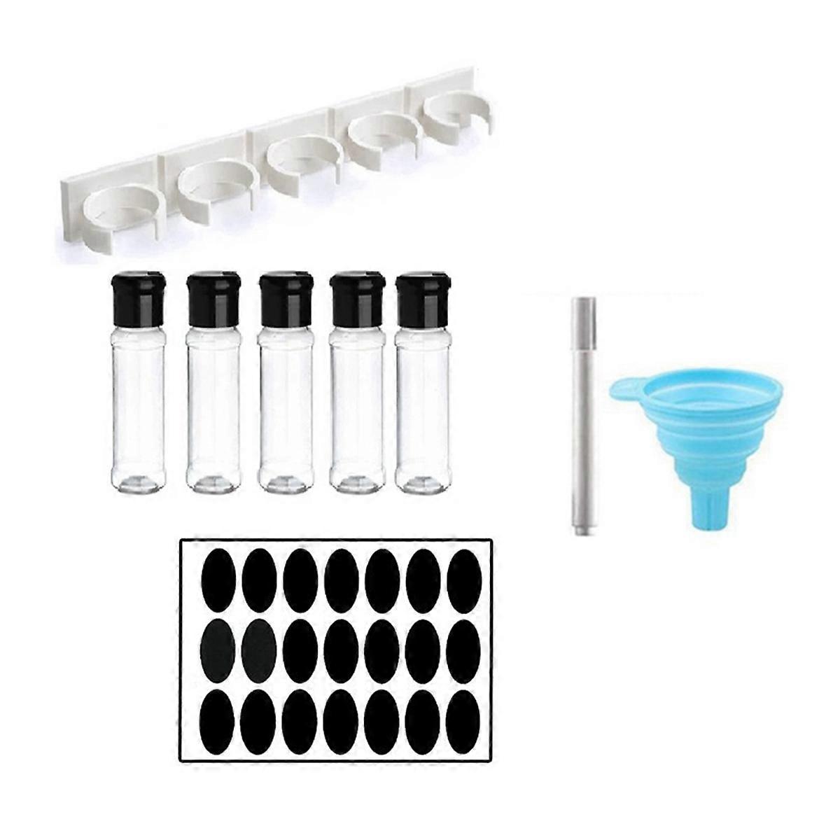 Plastic Spice Jar Organizer with Rack for Kitchen Seasoning Storage