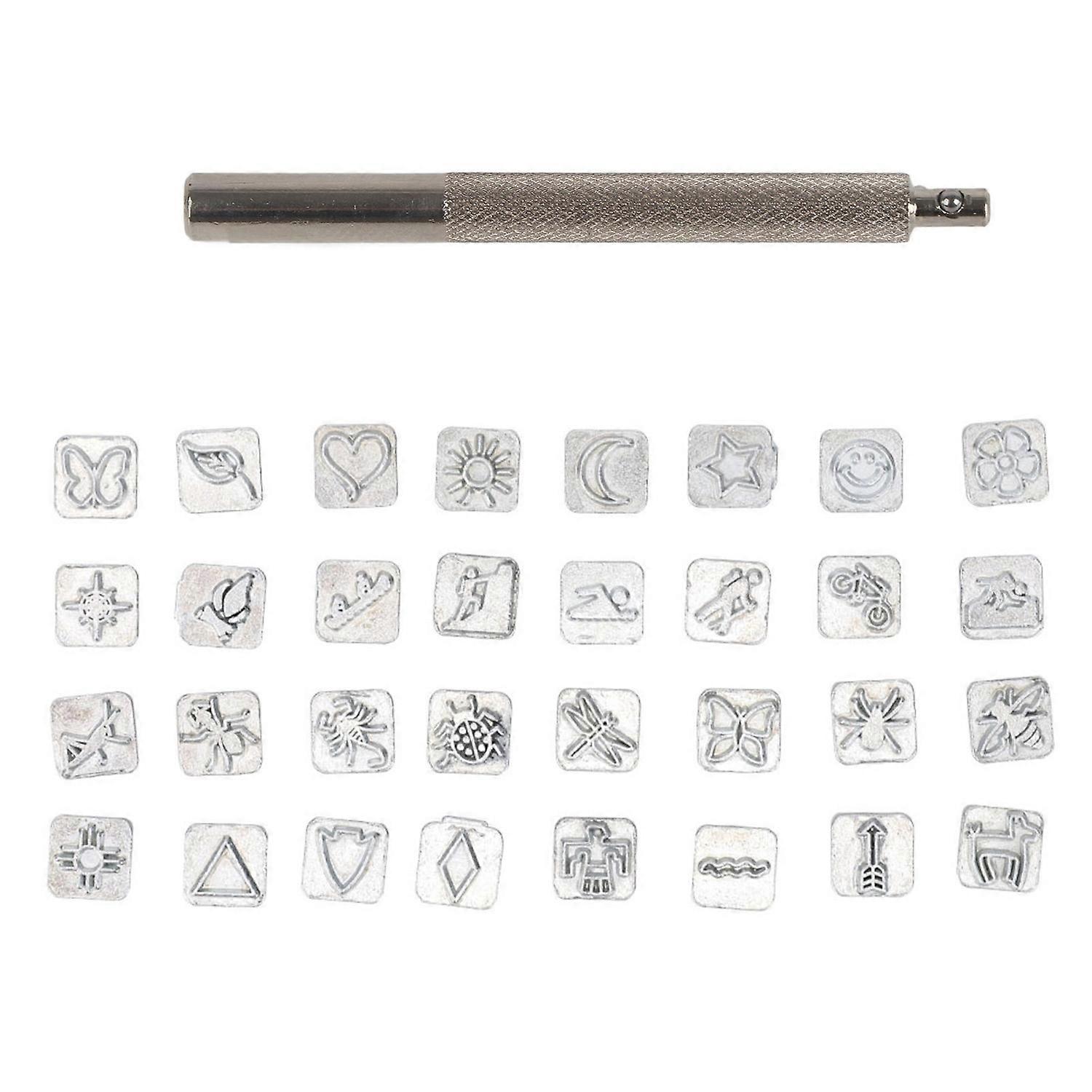 32PCS Tecknad Djur Växt Läder Stämpel Stans Set DIY Läder Hantverk Stämpling Verktygssats Tecknad Anima