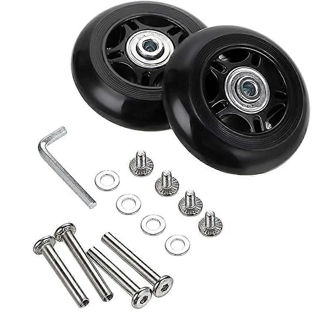 Roues de remplacement de valise à bagages, kits de réparation de roulements de roues pivotantes pivotantes en caoutchouc, un ensemble de 2 (64mm18mm)_SHZNV
