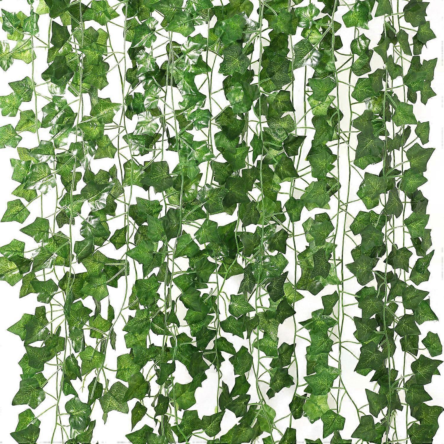 12 Pack Artificial Ivy Garland with Clips for Home Decoration