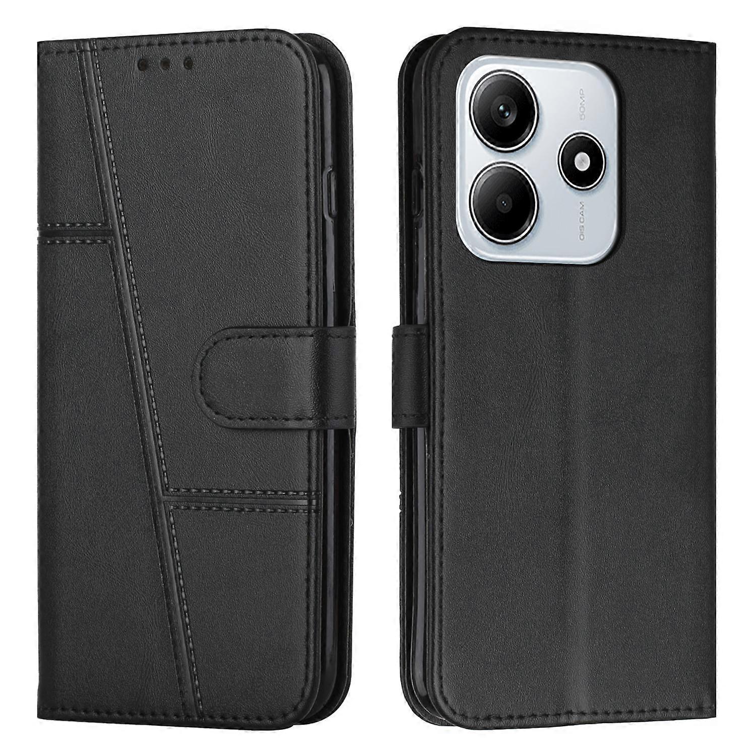 Stitching Calf Texture Buckle Leather Phone Case