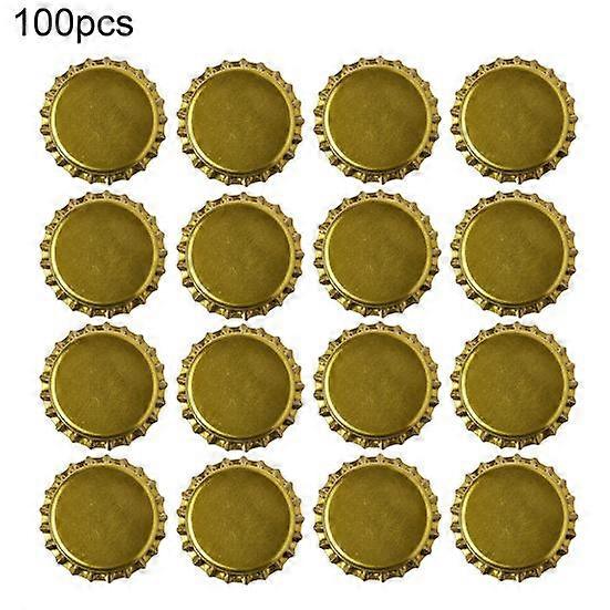 100Pcs Bottle Caps Shiny Leak-proof Tinplate Mini White Wine Crown Caps for Home