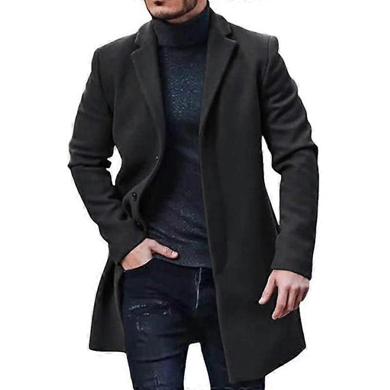 2024 Fashion New Product Woolen Coat Men's Mid Length Windbreaker Coat Jacket