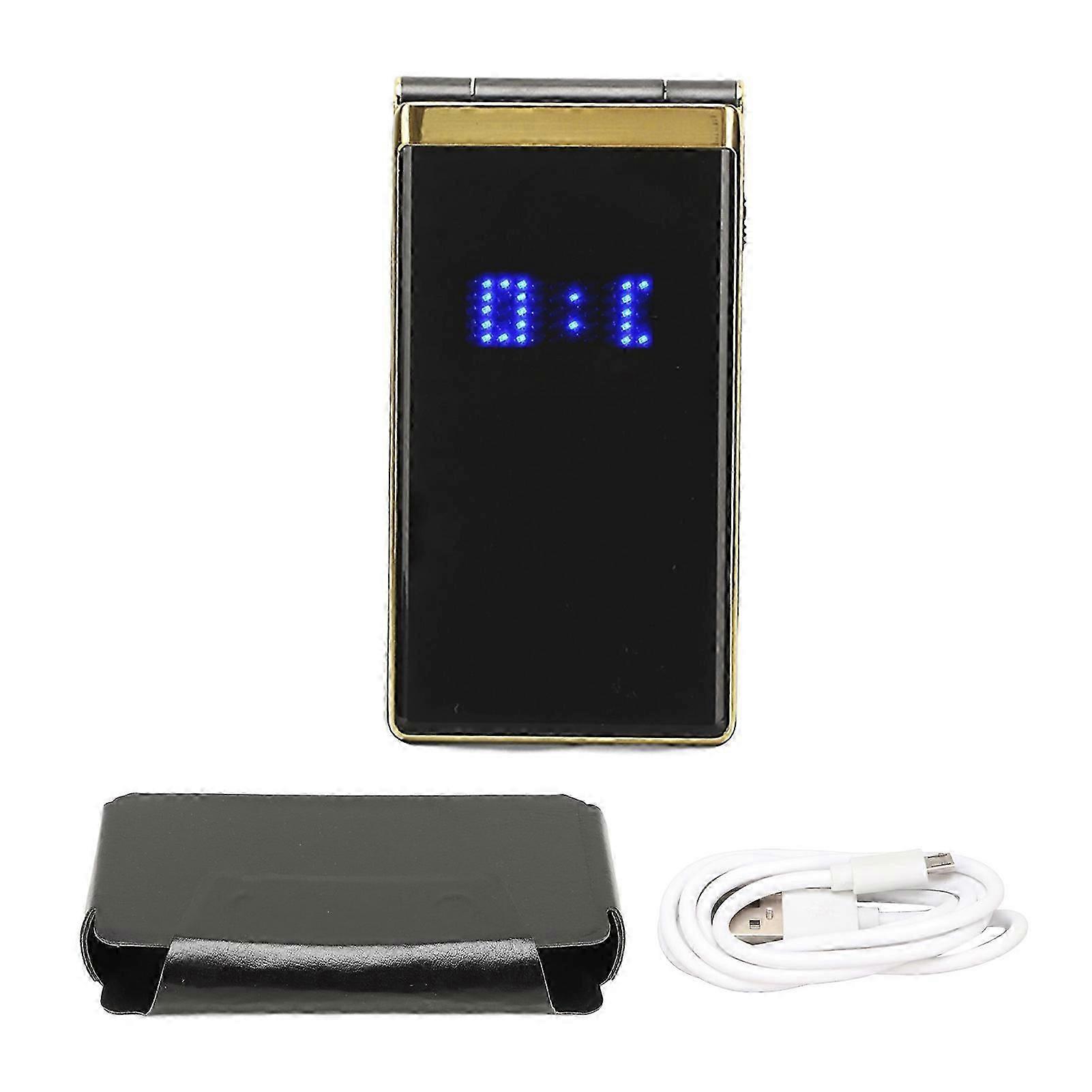unique 2.8in Screen Flip Phone for Elder Dual SIM Dual Standby Long Standby Time Multi Function Multi Language 5900mAh 2G Flip Cell Phone Gold