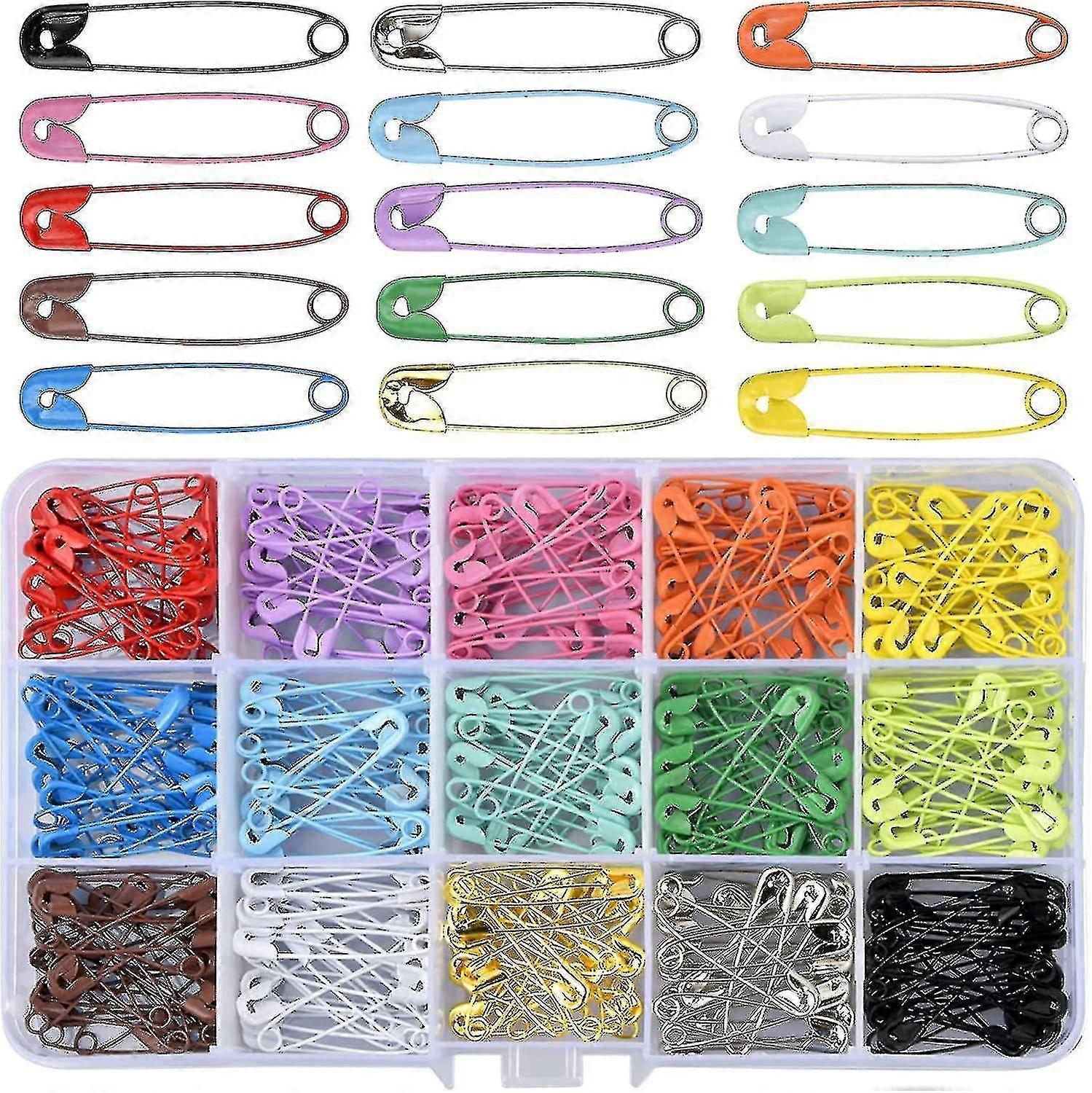 300pcs Metal Safety Pins, Iave 15 Colors Small Safety Pins, Iave Safety Pins