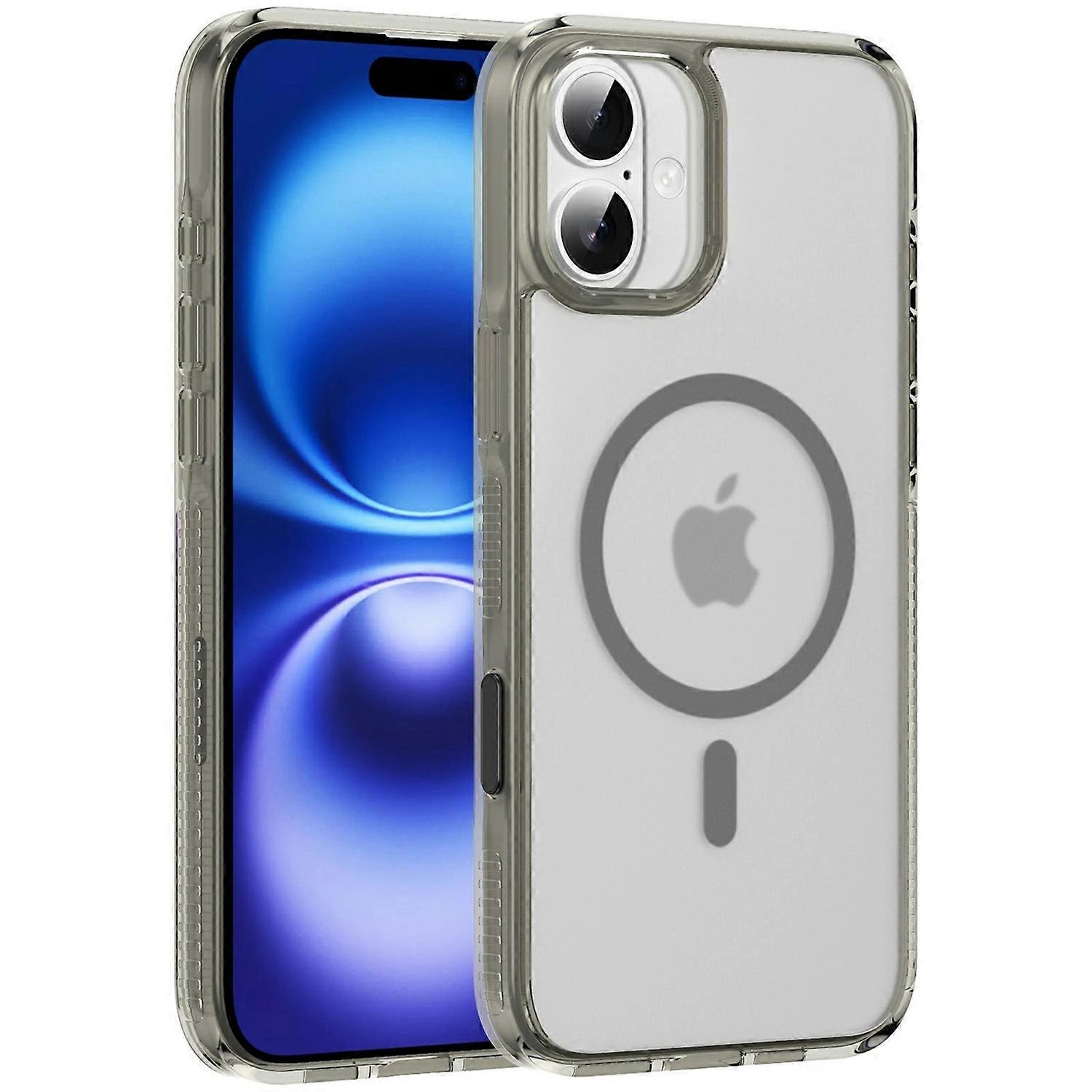 For iPhone 16 Case with Camera Touch Control Button PC TPU Phone Cover Compatible with MagSafe - Tra