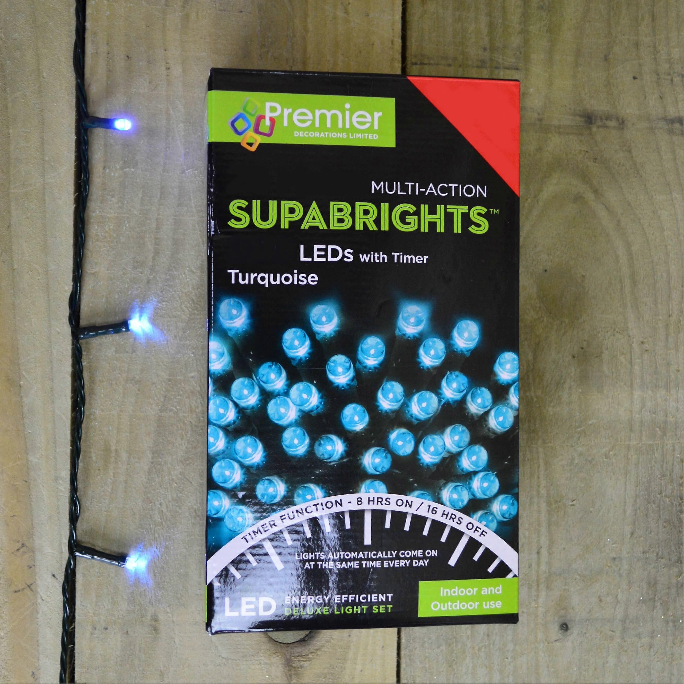 360 Led (28.7m) Premier Supabright Led Christmas Lights With Timer - Turquoise