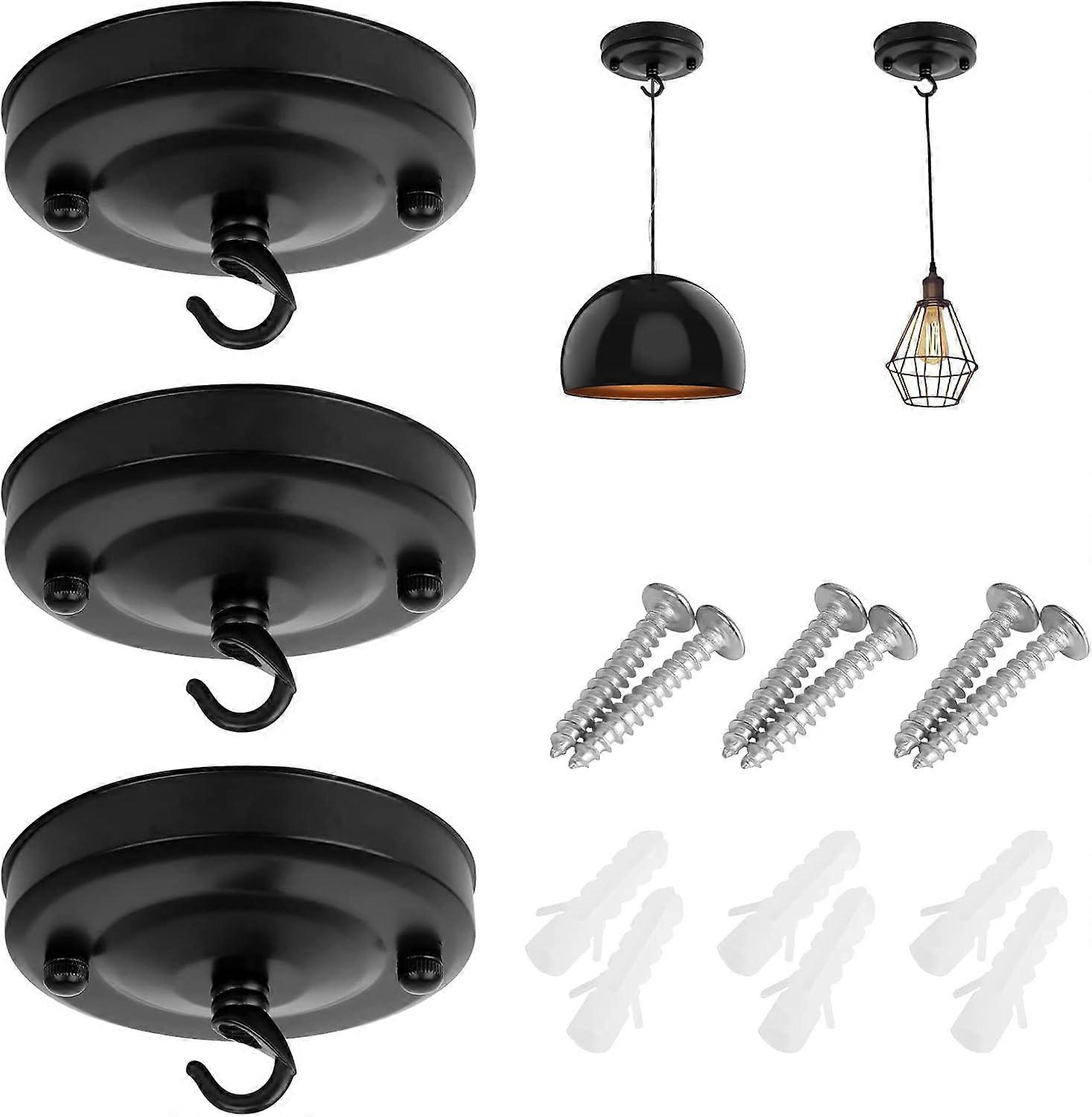 3kpl - Lampputarvikkeet - Avoin Ripustusrengas Musta