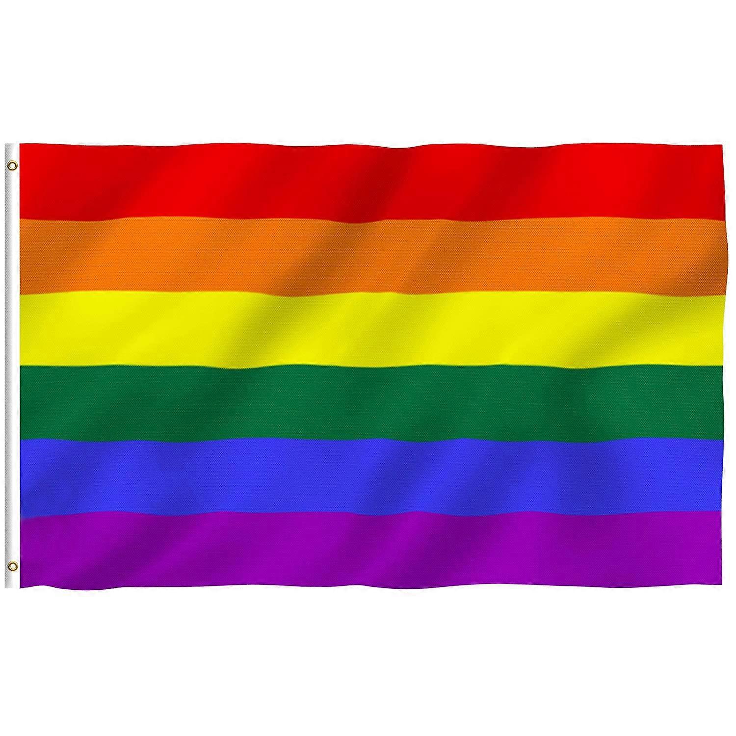 Polyester Material Rainbow Pride Flag With Canvas Header, Double Stitched For Durability, Fade Resistant And Vibrant Colors Ensure Longevity,