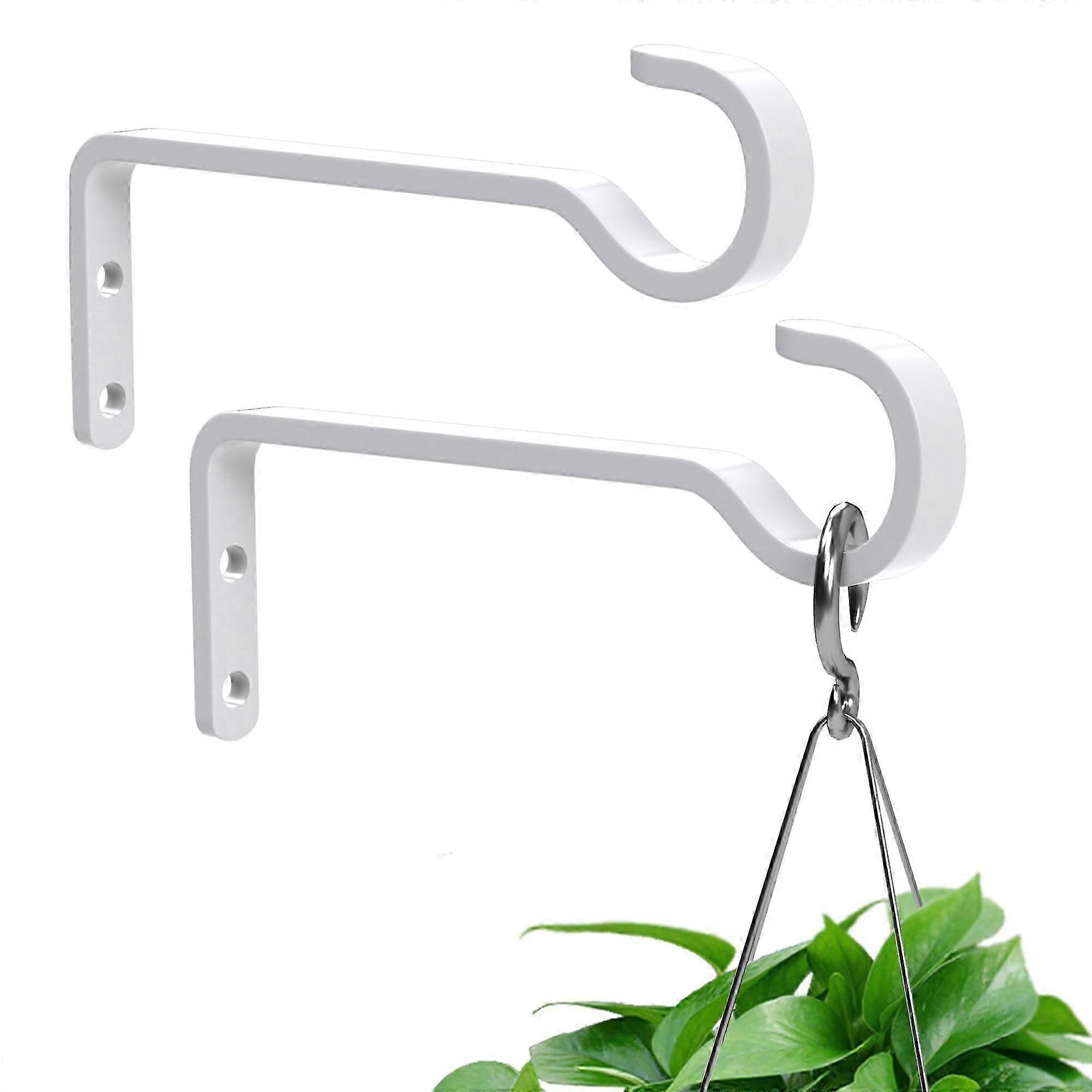 ハンギングバスケット、鉄吊り下げ植物ブラケット、金属植物フック植物壁フック、バードフィーダー、白善のための2パックヘビーデューティ屋外植物ハンガー