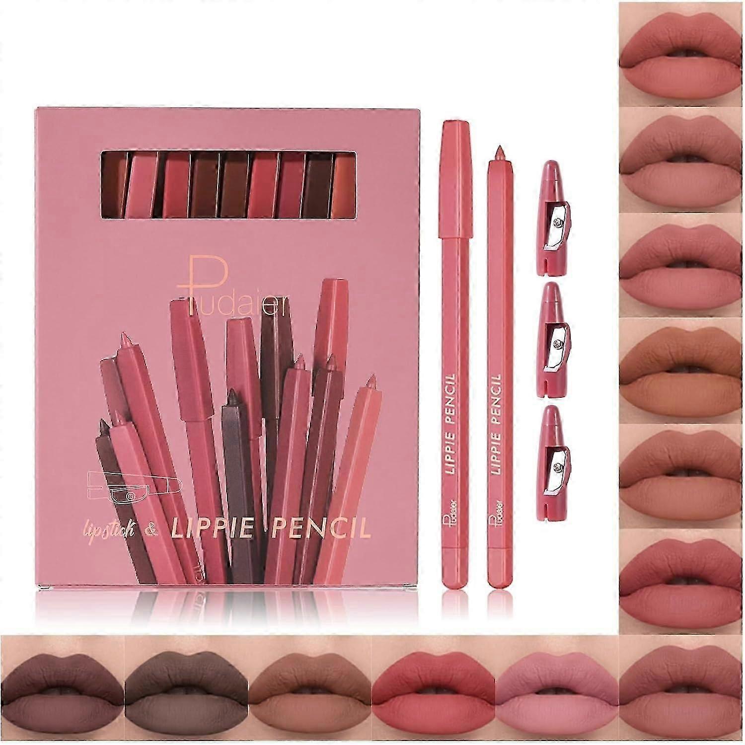 high qualityMatte Lip Liner Set, 12Pcs Matte Lip Liners with Sharpener, Premium Smooth and High Pigmented Creamy Lip Makeup Pencil