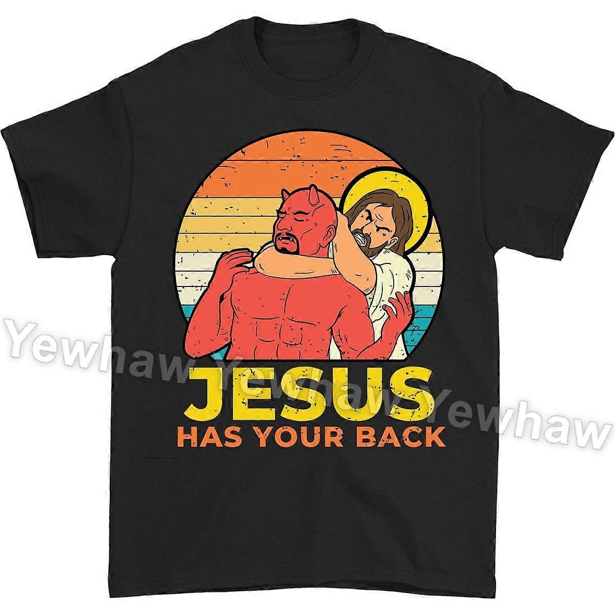 Jesus Has Your Back Jiu Jitsu Retro křesťanské vtipné tričko, perfektní náboženská nápad na dárek tričko