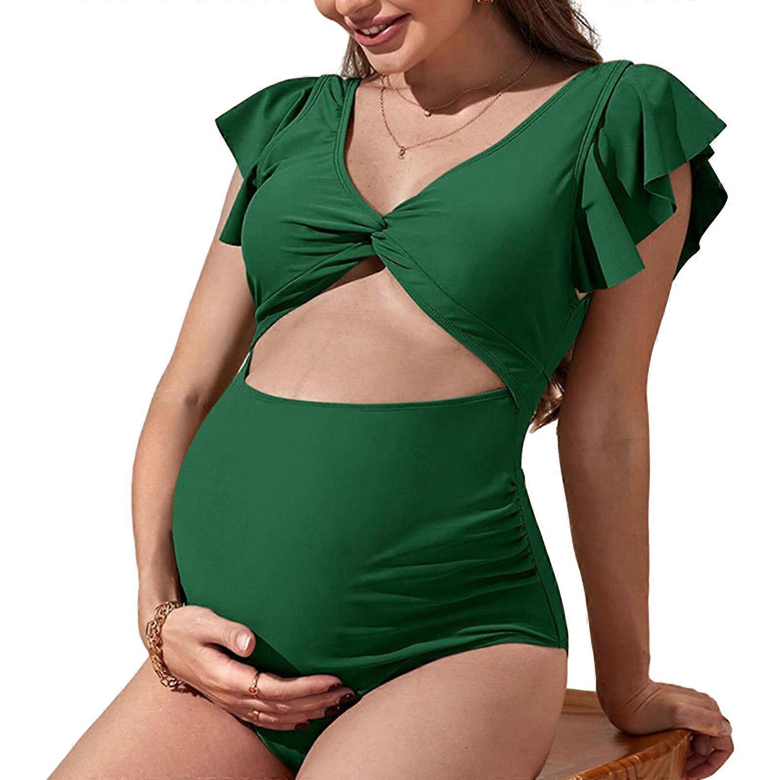 Maternity Swimsuit Ruffle One Pieced Bathing Suit Monokini High