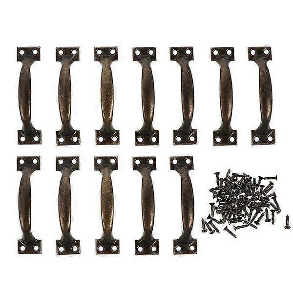 Bronze Iron Cabinet Handles - 12 Pack, Retro Style, Easy to Install, Durable, Anti-Corrosion, Comfortable Grip