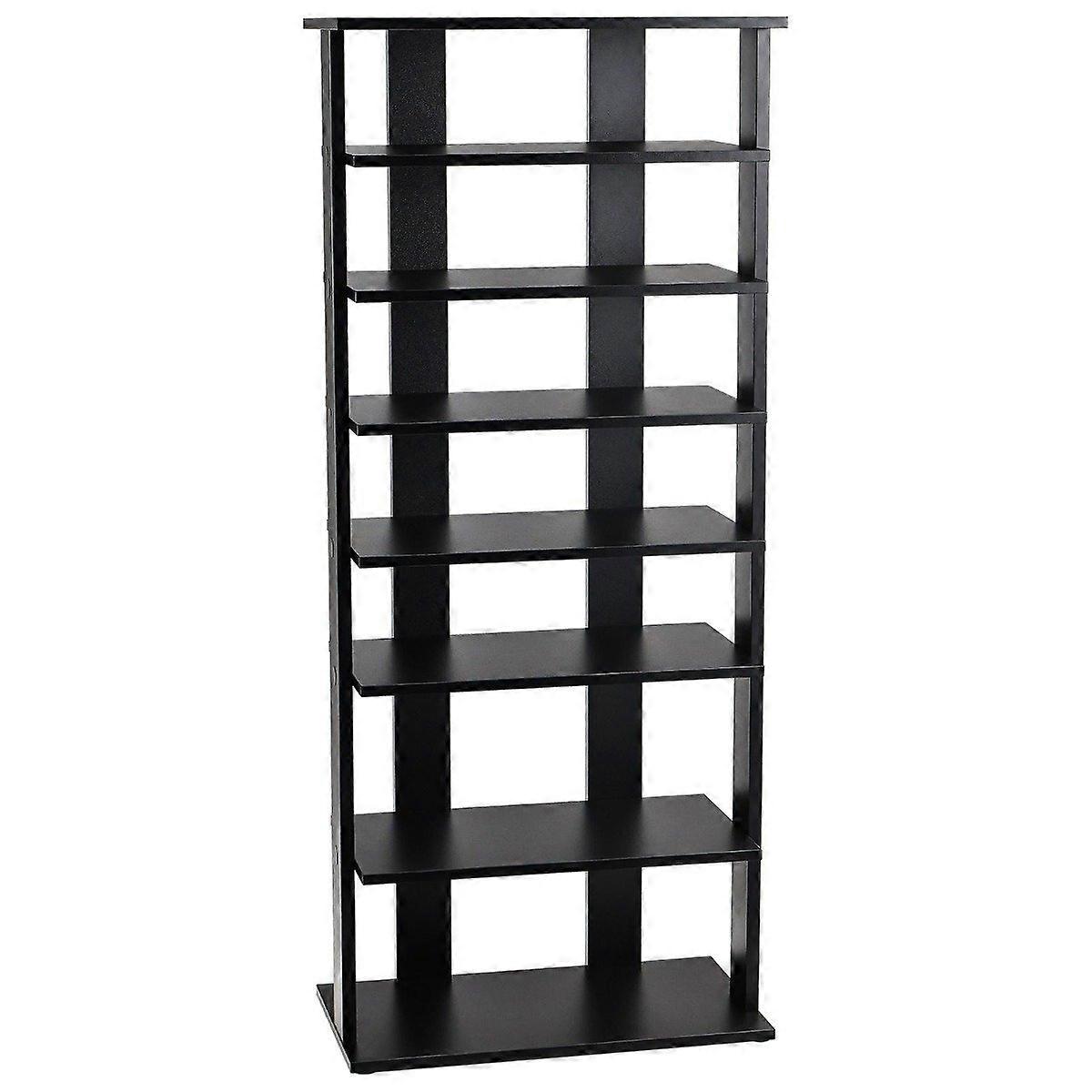Height-adjustable 8-tier wooden shoe rack, shoe rack, free-standing corner shelf, brown