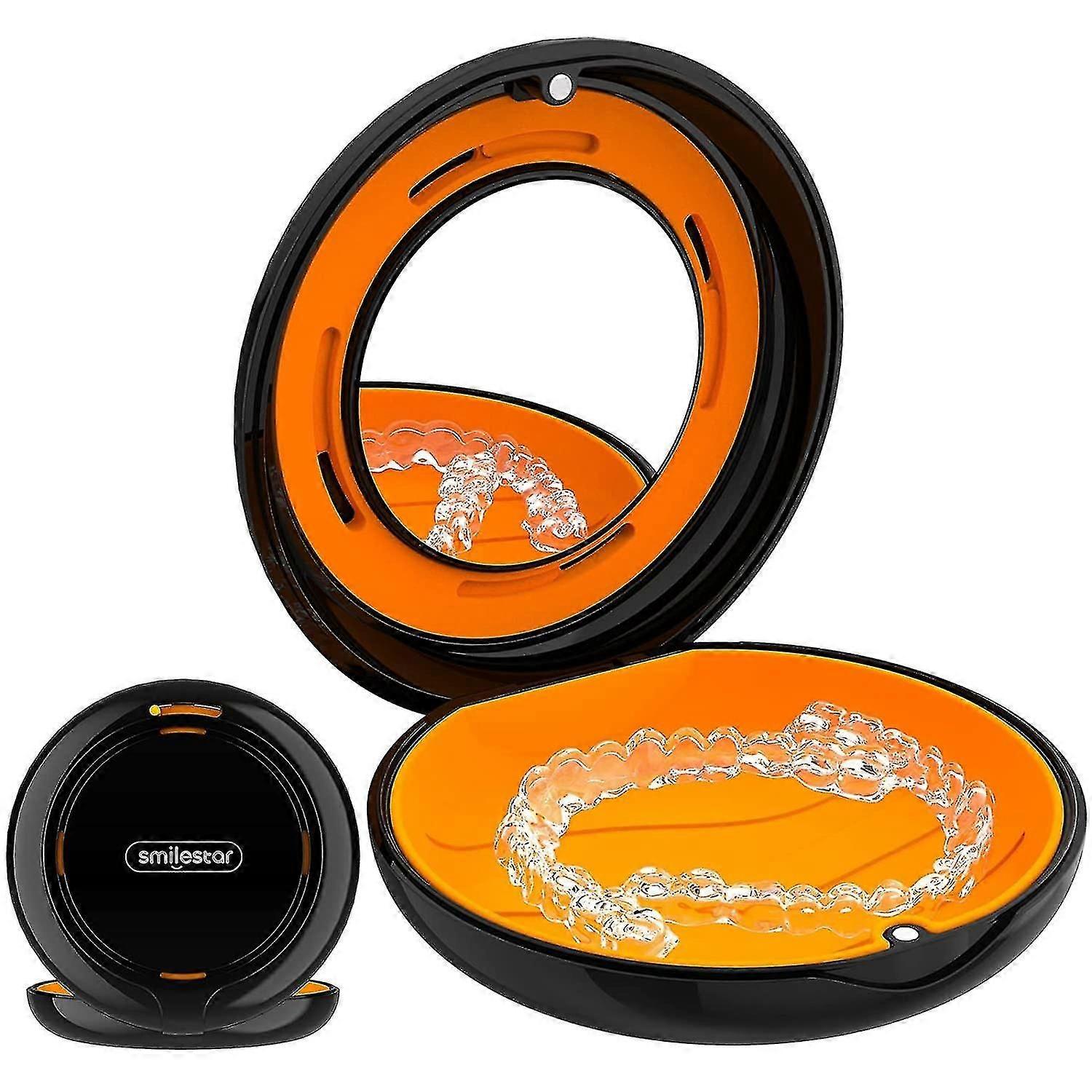 Retainer Case, Aligner Case With Holes And Compatible With Invisalign Guard A  Black