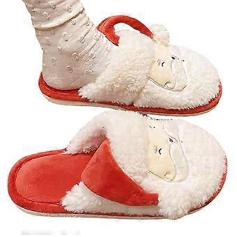 Weihnachten Weihnachtsmann Hausschuhe Plüsch Baumwolle Haus Hausschuhe Winter warme Hausschuhe Schlafzimmerschuhe für Frauen Innen und Außen Weihnachtsmann Tasche Absatz 4142