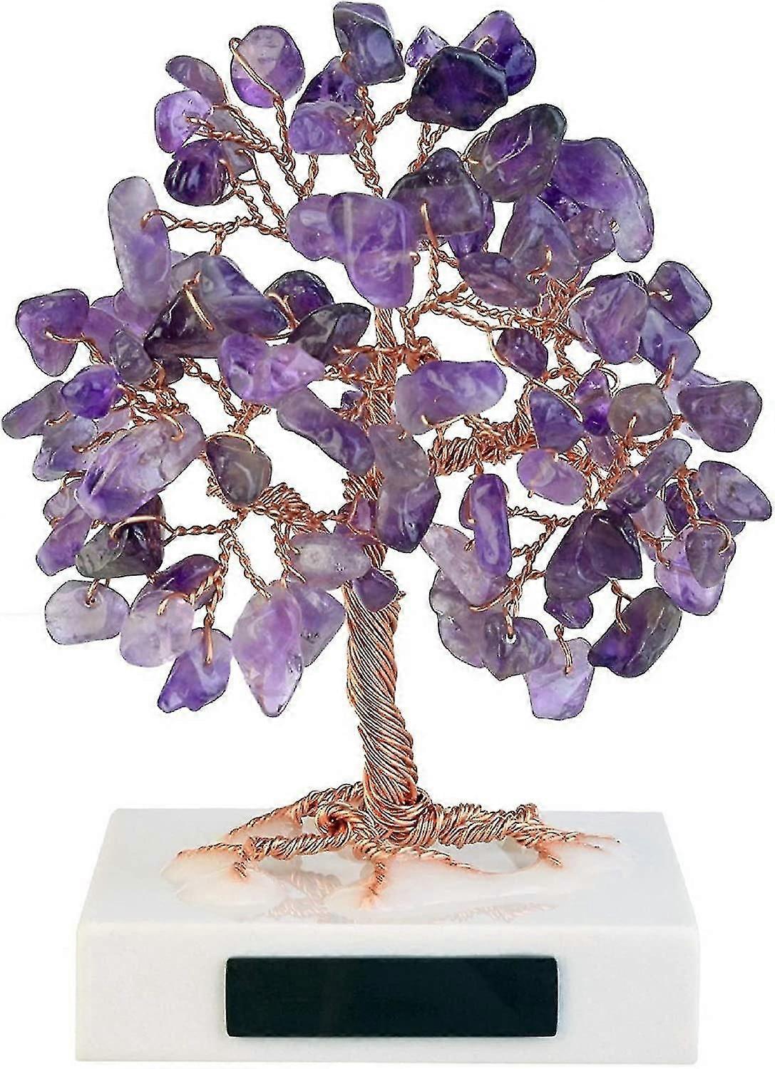 Stone Tree Of Life Chakra Feng-shui Decoration Multicolor Crystal Healing Meditation Marble Base Sma