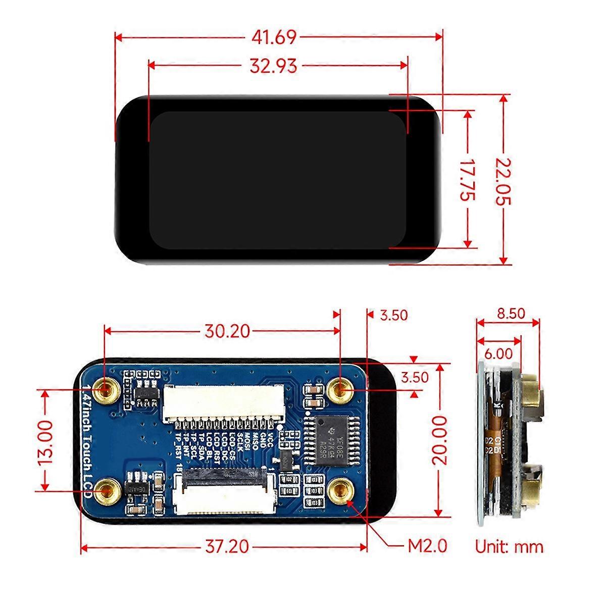 For 1.47 Inch LCD Display Module 172x320 IPS Screen with Expansion Board SPI/I2C Interface Communication