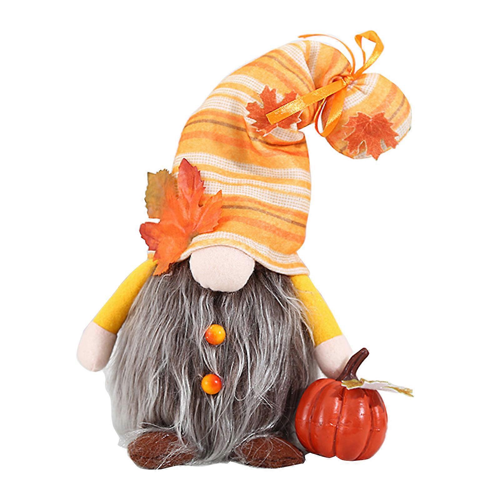 Thanksgiving LED Lighted Fall Gnome Plush for Doll Table Pumpkin Swedish Tomte T