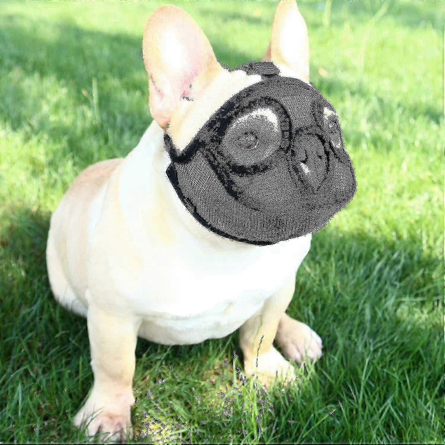 Short Snout Dog Muzzle Adjustable Breathable Mesh for Bulldogs Anti-Bite