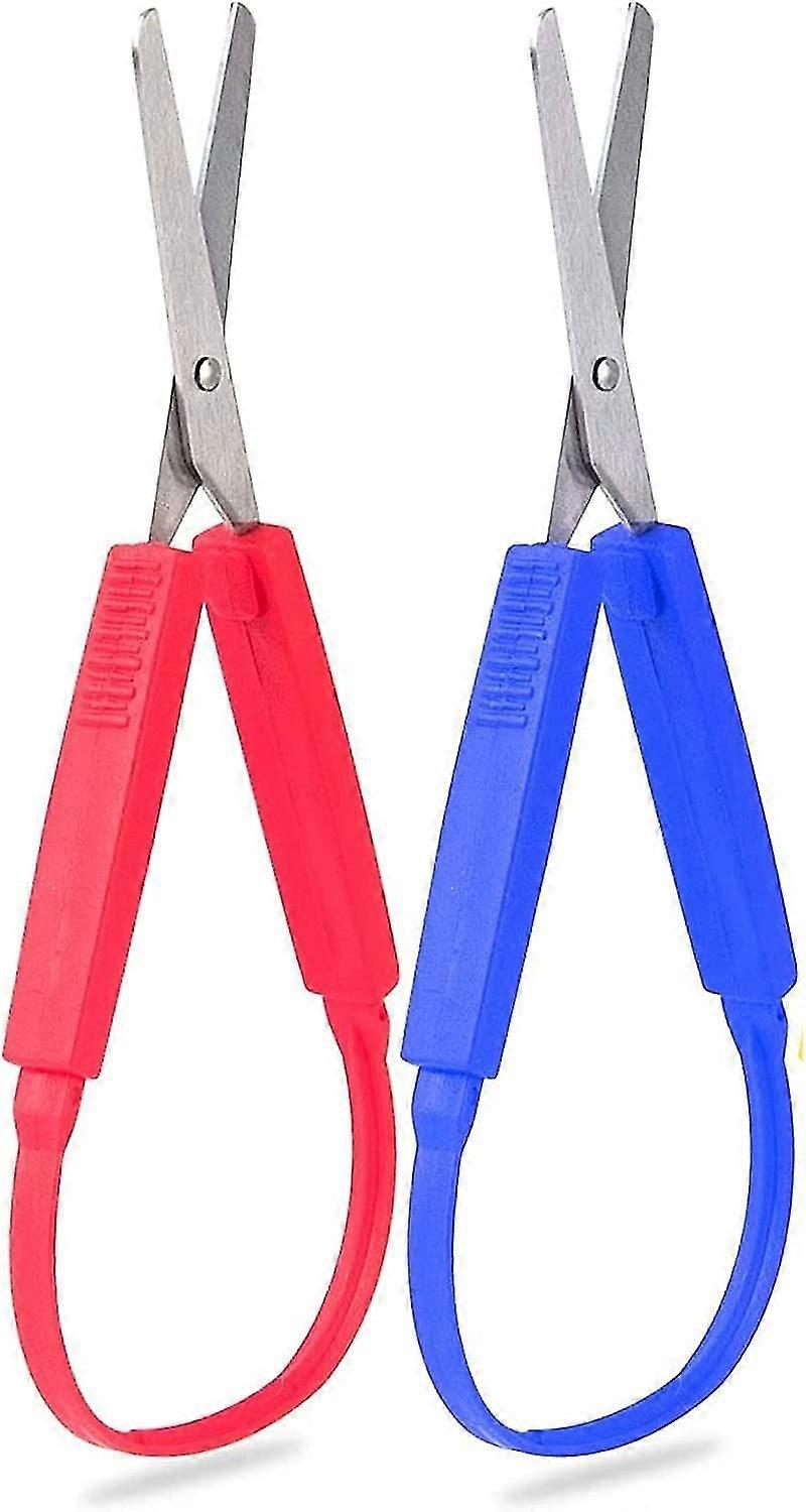 Loop Scissors Grip Scissors Loop Handle Self-Opening Scissors Adaptive Cutting Scissors for Children and Adults 2pcs (D-2)