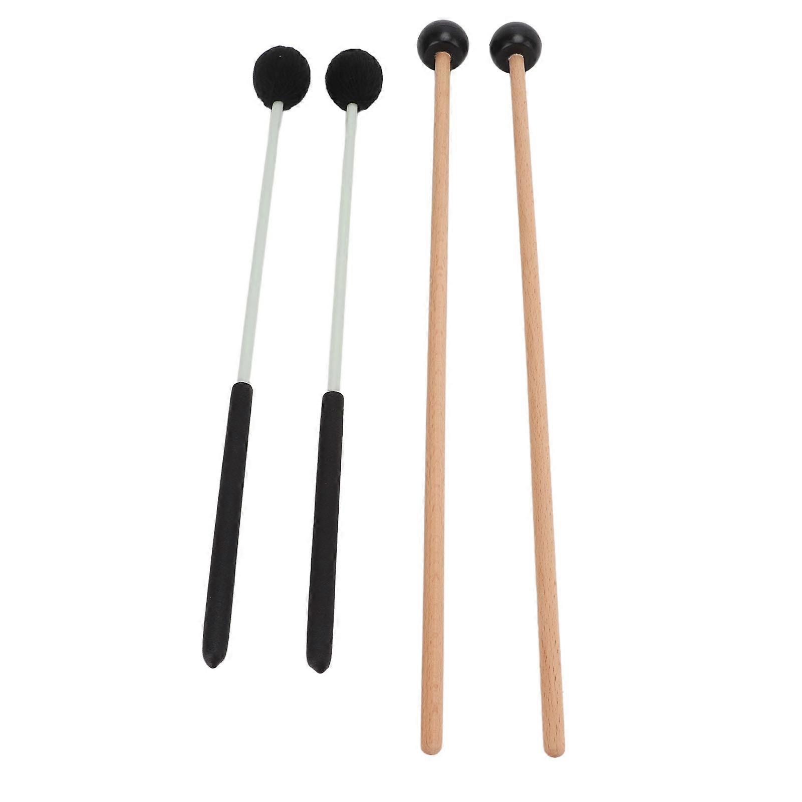 Marimba Mallet Set 1 Pair Medium Hard Yarn Head 1 Pair Rubber Mallets for Percussion Bell