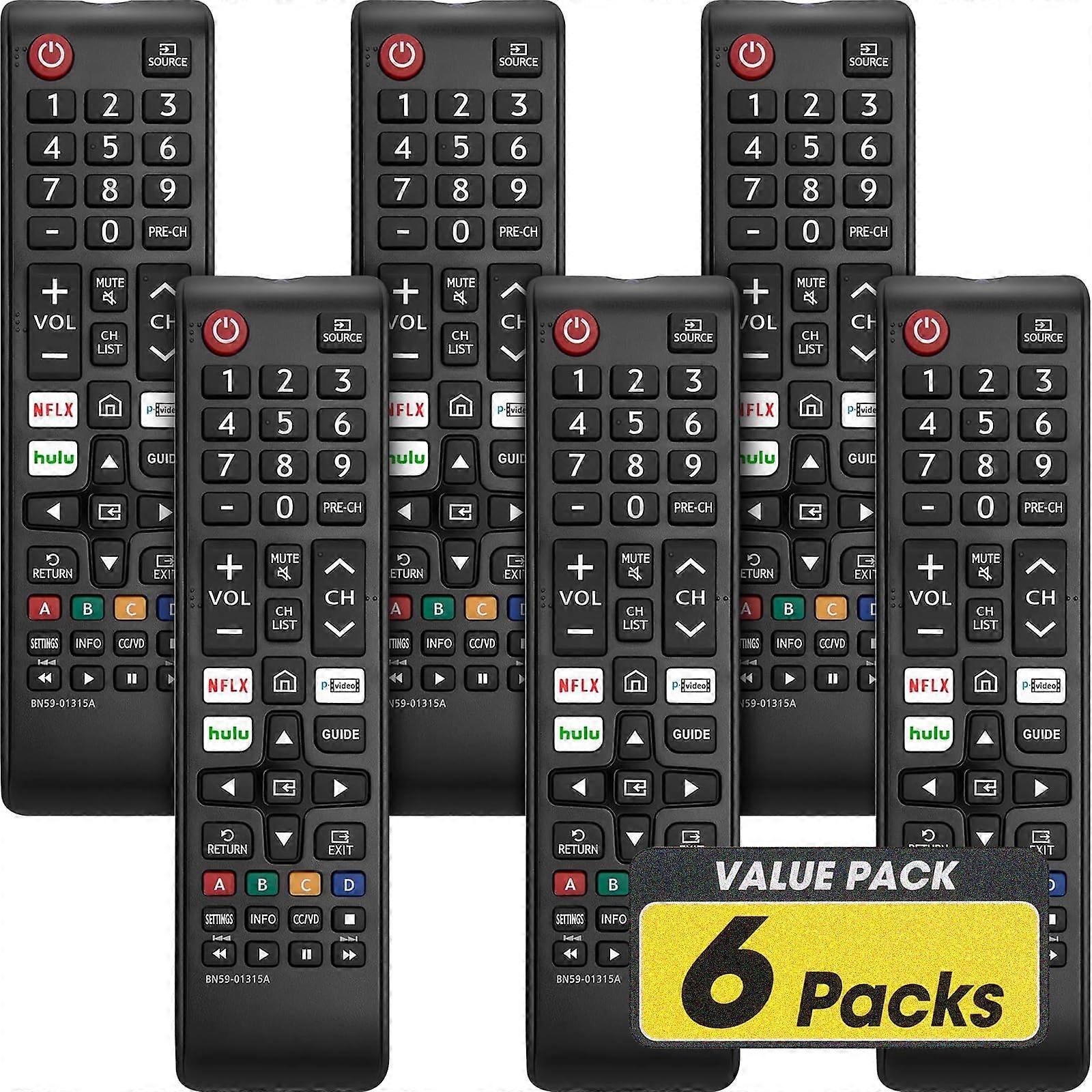 6 Pack Remote for All Samsung TV Remote, Replacement Compatible with All Samsung Smart TVs, Series TVs, LCD, LED, 3D, HDTV