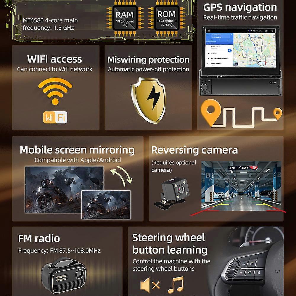 Car multimedia player with retractable 7in touch display
