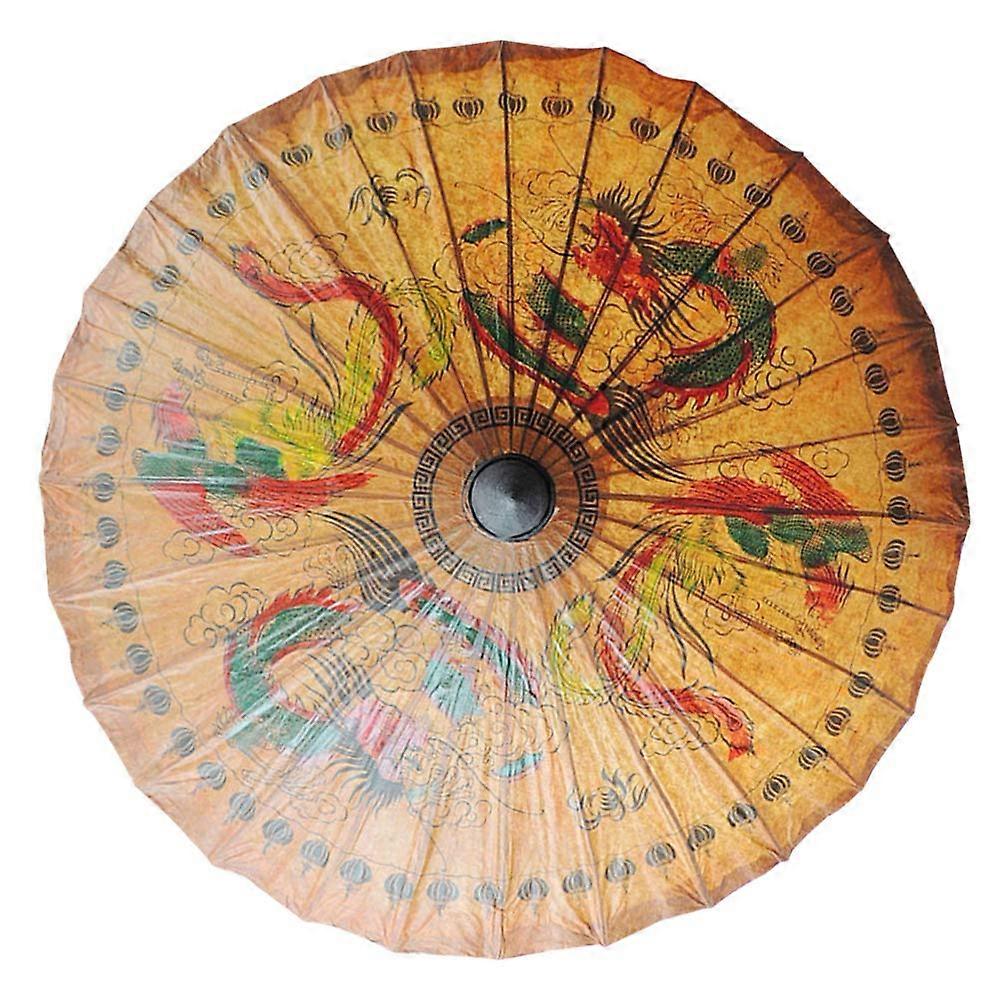 Chinese-Style Decor Oily Paper Umbrellas Hand-Painted Classic Antique Windproof Handmade Umbrellas for Outdoor Use