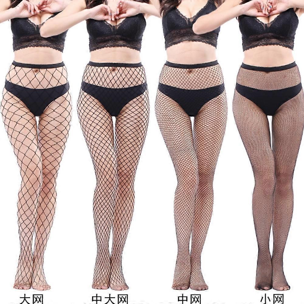 4pcs fishnet stockings - Black fine net + medium net + medium net + large net