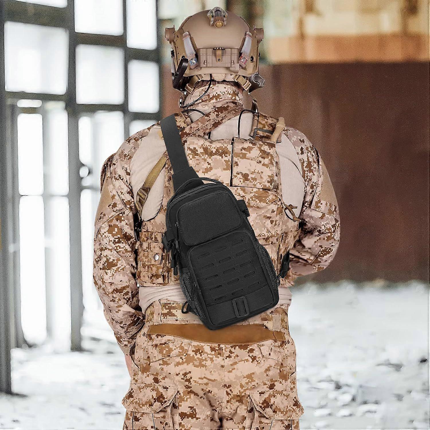 Tactical Sling Backpack Shoulder Bag, Black