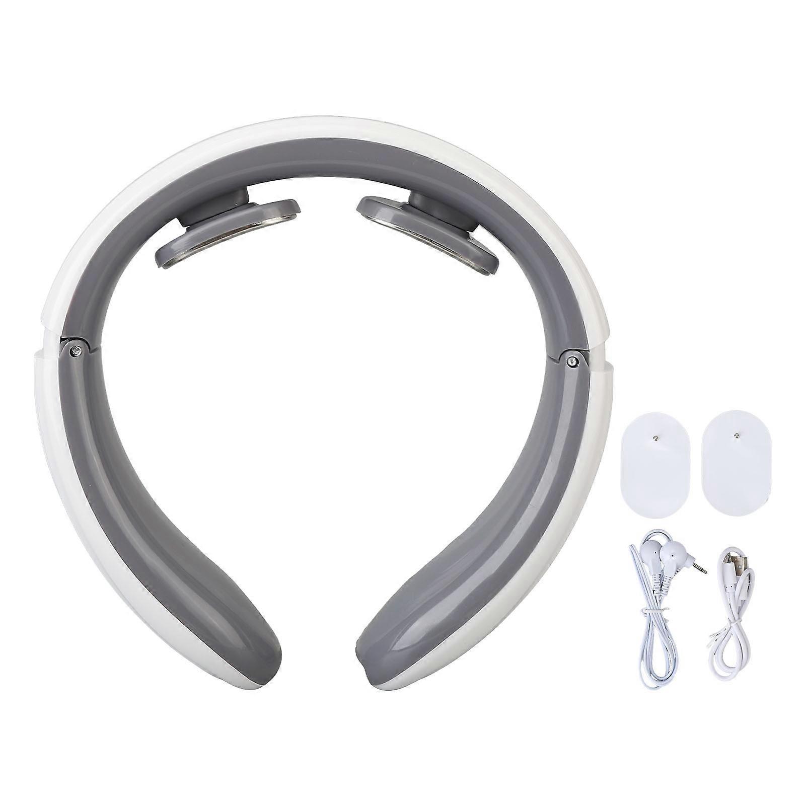 Pulse Massager 6 Modes 9 Strength Vibration Neck Muscle Massage Machine with Electrode Patch White