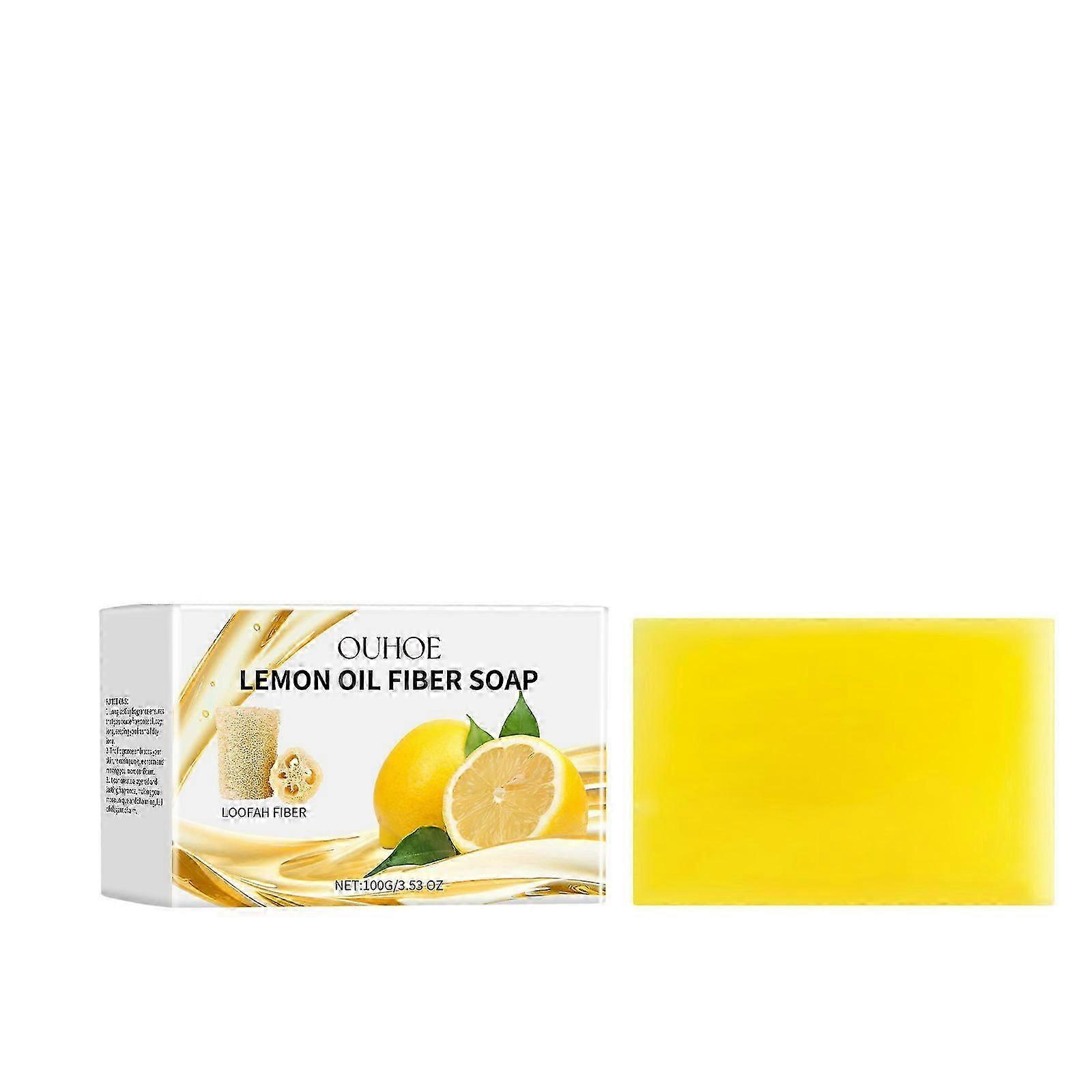 Natürliche Zitrone Luffa Seife Stück, 100g Zitrone Luffa Badeseife, handgemachte feste Seife Zitrone Bar Seife zum Baden Duschen Waschen