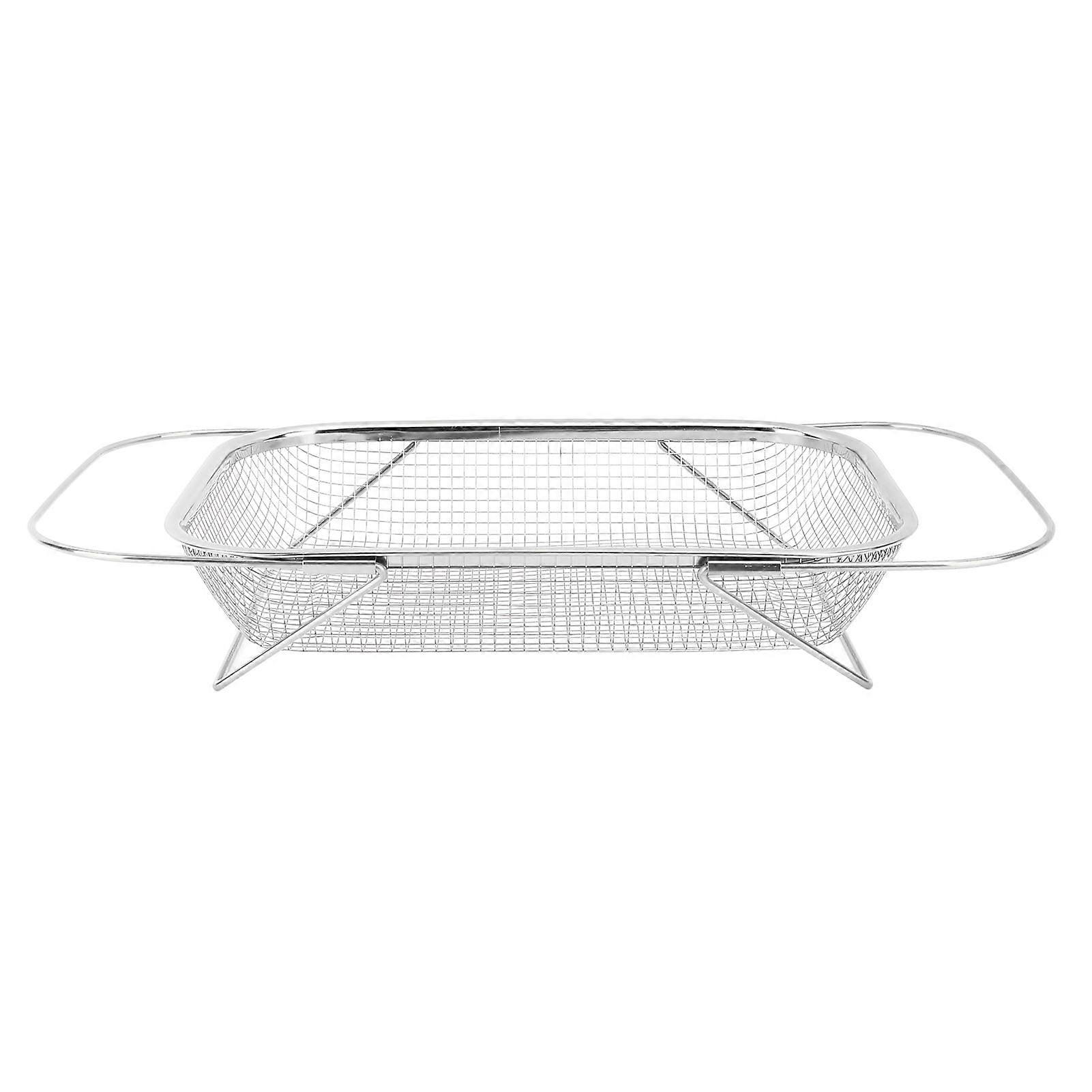Over The Colander Strainer Basket Stainless Steel For Sink with Handles Fine Mesh Expandable Kitchen Essentials Rectangle