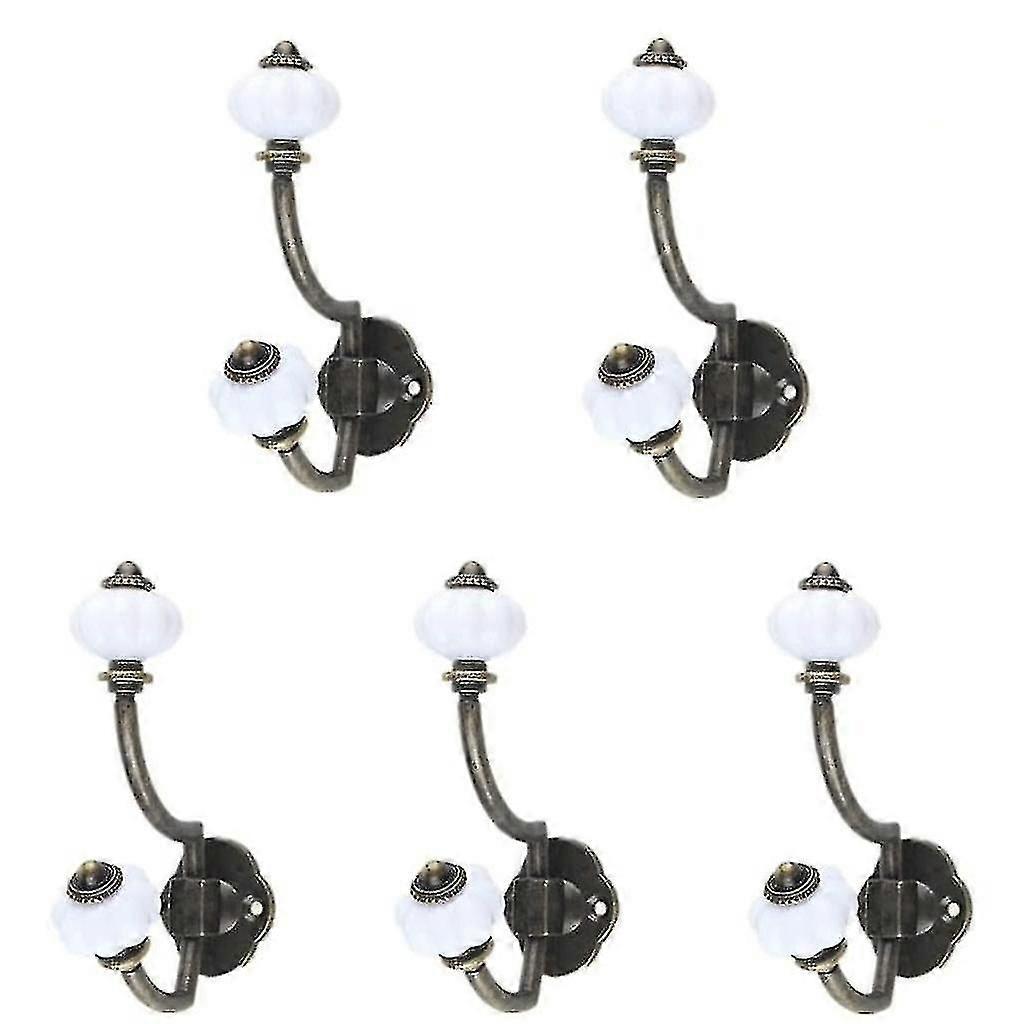 Retro Ceramic Coat Hooks, Pack De 5 Pal Hooks Hat Hooks Door Hooks
