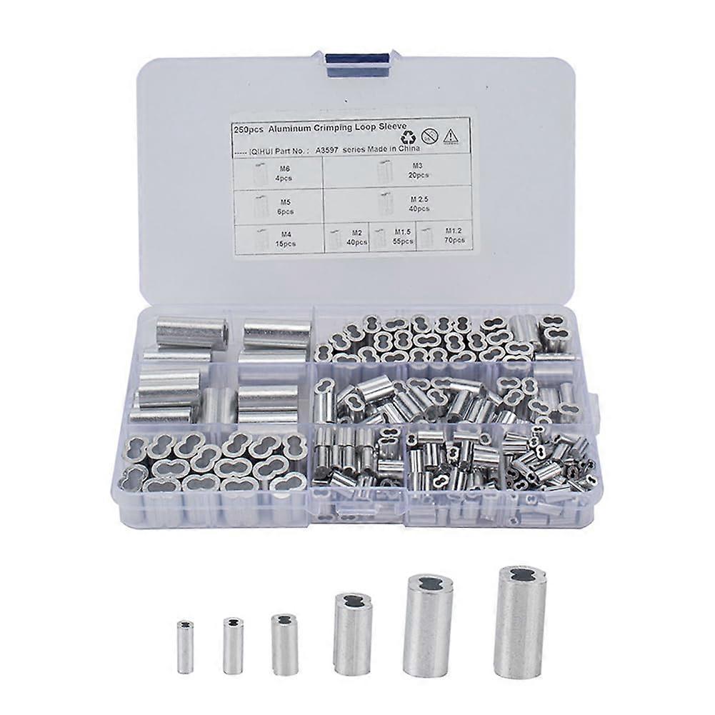 Car Auto 250pcs Double Barrel Ferrule Crimping Sleeve Loop for Wire Rope Cable Line End