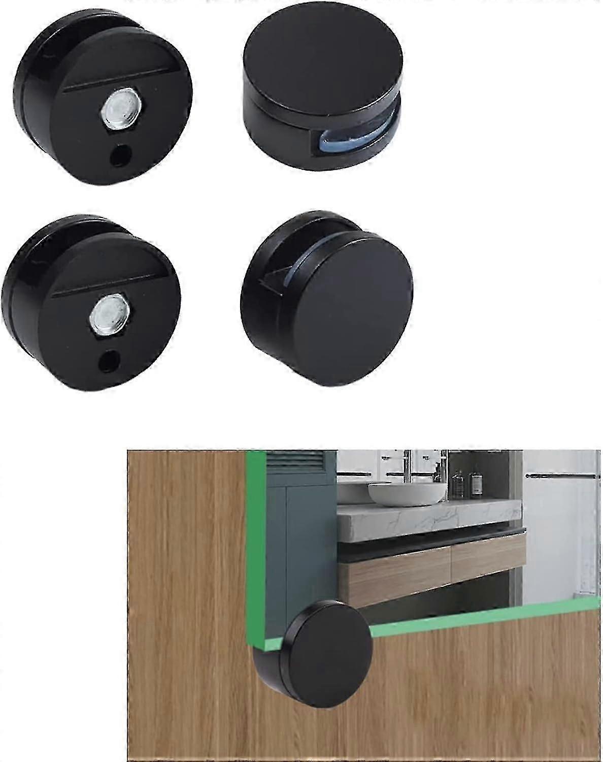 Mirror Clips, Mirror Mounting Clips, 4 Pcs Mirror Brackets,for Walls Fixed Fitting for 3-5mm Thick Mirror (Black)