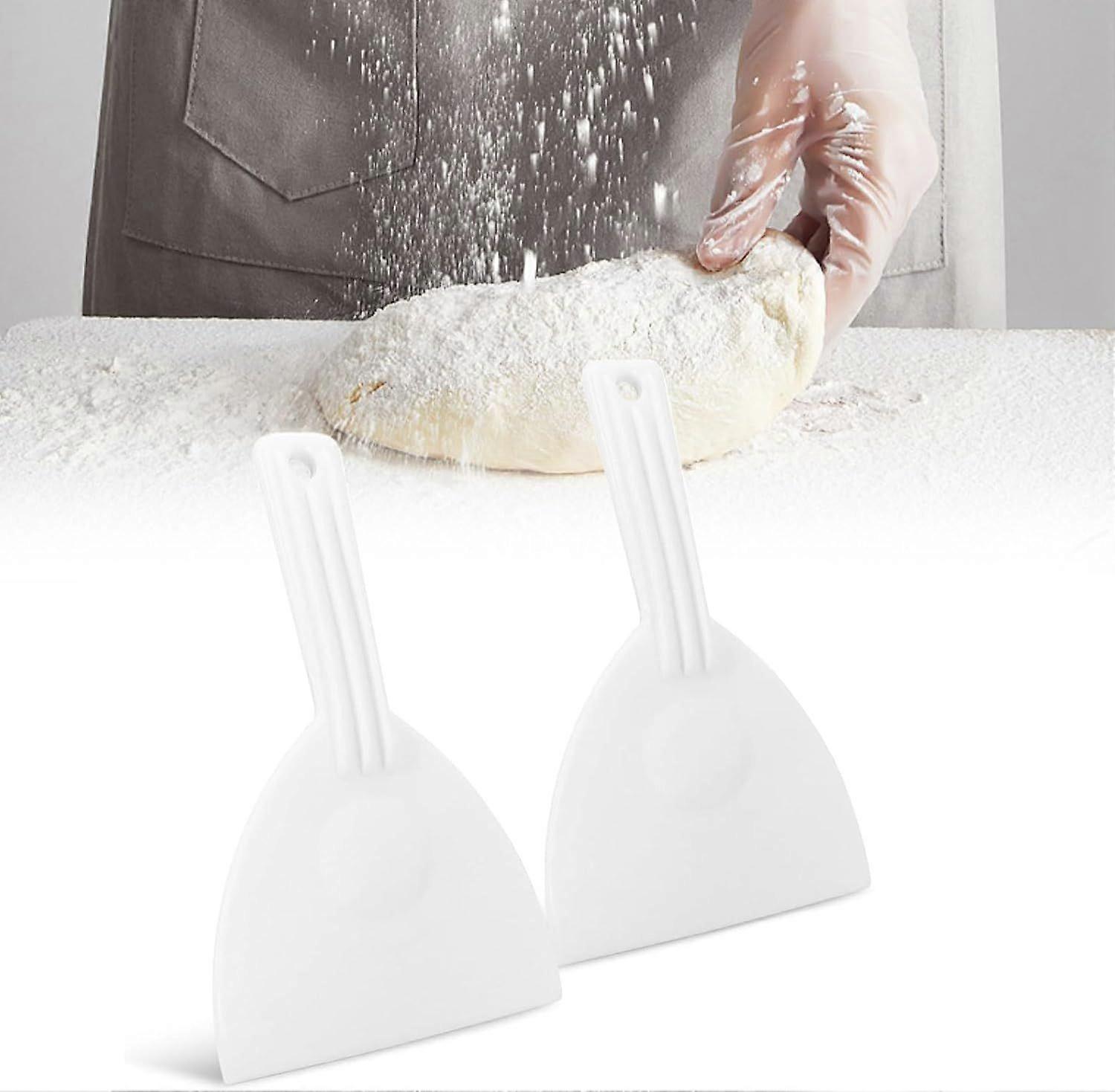 Pizza Spatula 2 Pieces Plastic Dough Cutter White Size Dough Spatulas with Holes Hanging Dough Scraper for Pizza, Cakes, Dough, Pastries