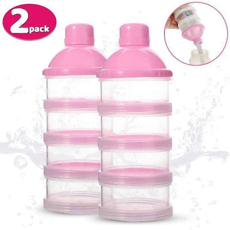 4-Layer Formula Dispenser - Portable Outdoor Container Bottle - Pink