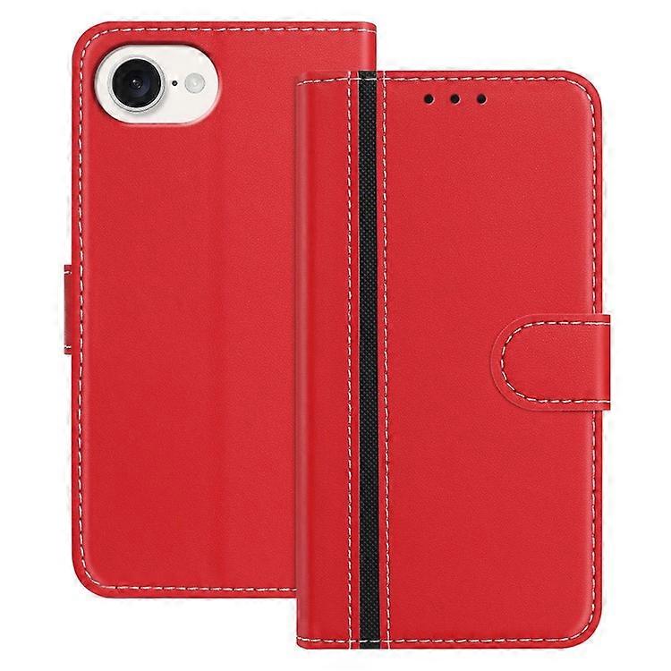 Compatible For iPhone 16e Case 008 Color Splicing Wallet Stand Magnetic Closure Shockproof Leather Cover