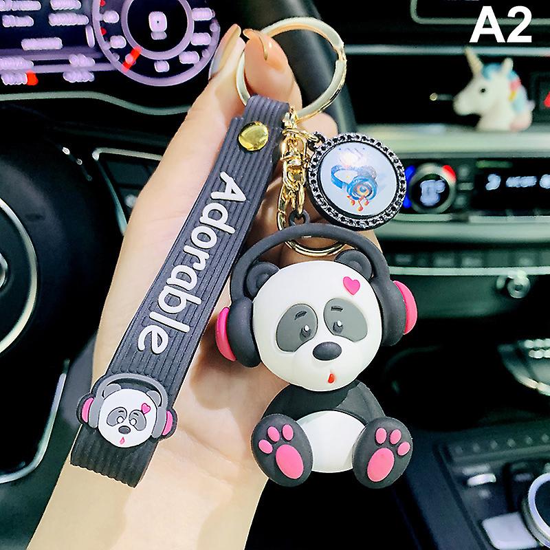 Rock Music Elephant Keychain Cartoon Classic Music Panda Animal Key Chian Holder