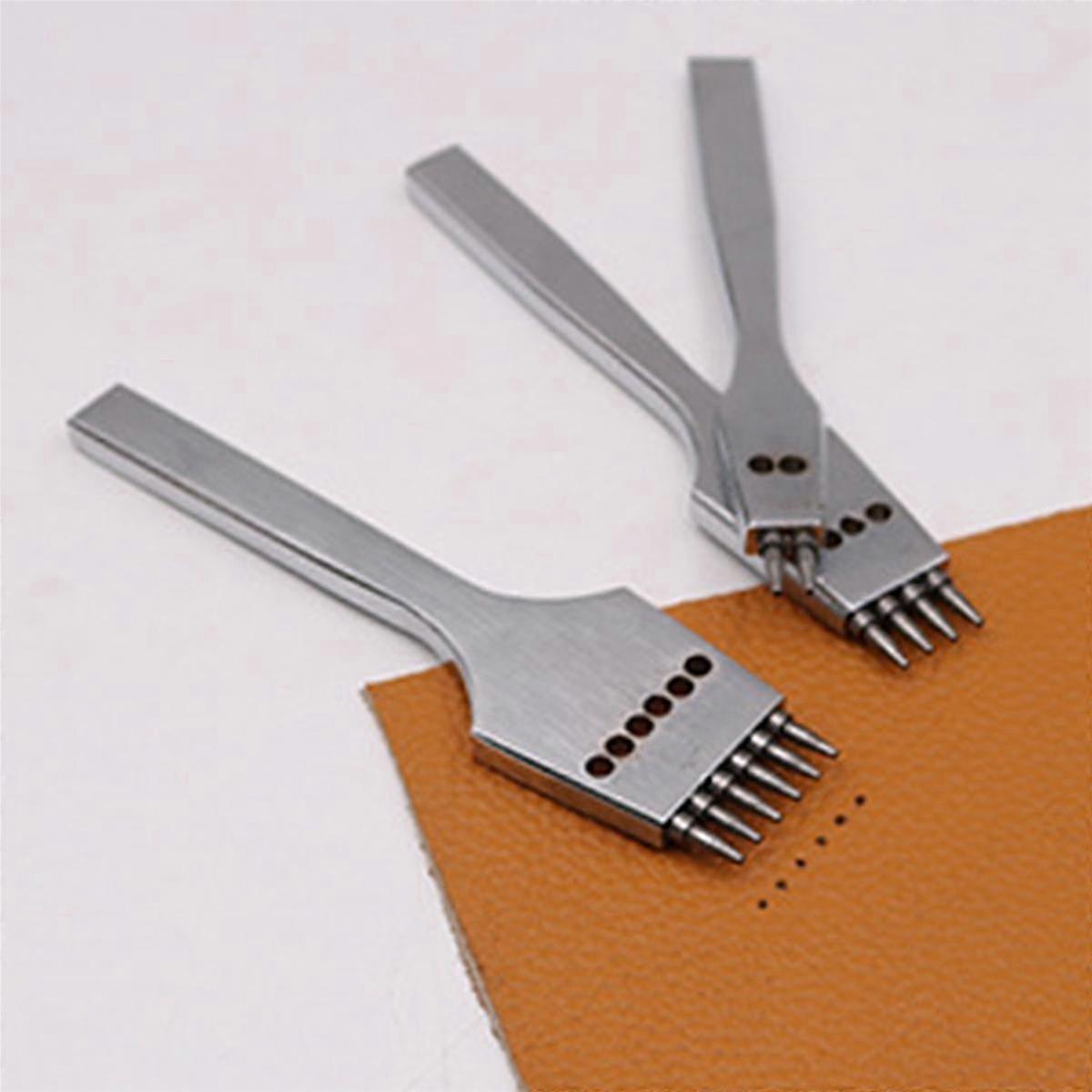 18Pcs 4mm Round Hole Punch Set, Professional Leather Craft Tool with Detachable Stitching Chisel for Leatherworking
