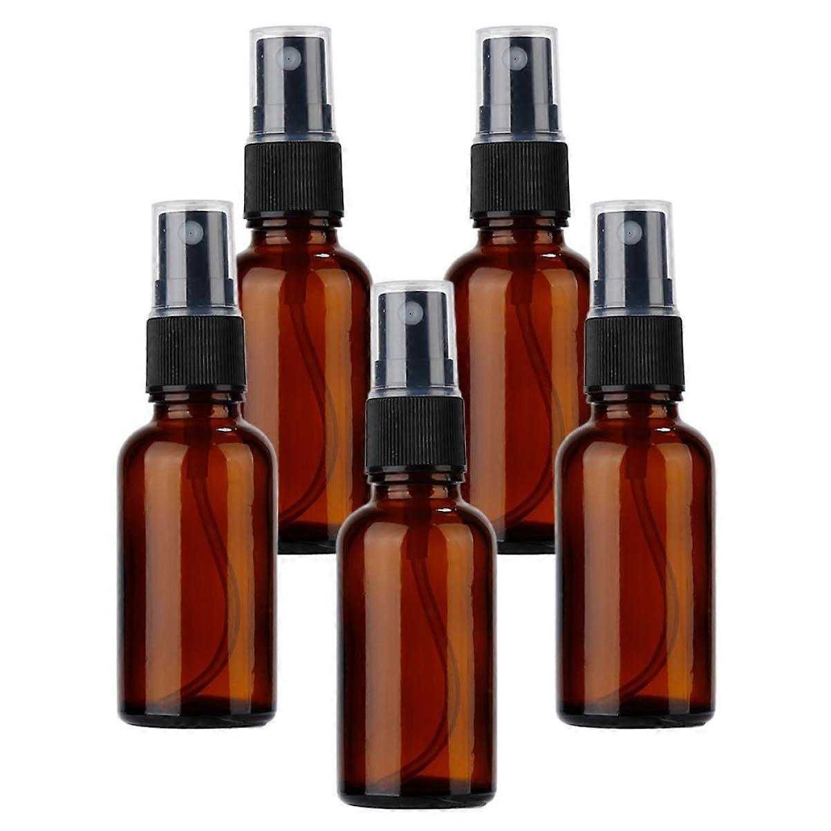 10Pcs Brown Glass Essential Oil Spray Bottles with Press Pump, Lightweight Emulsion Containers for Travel and Home Use