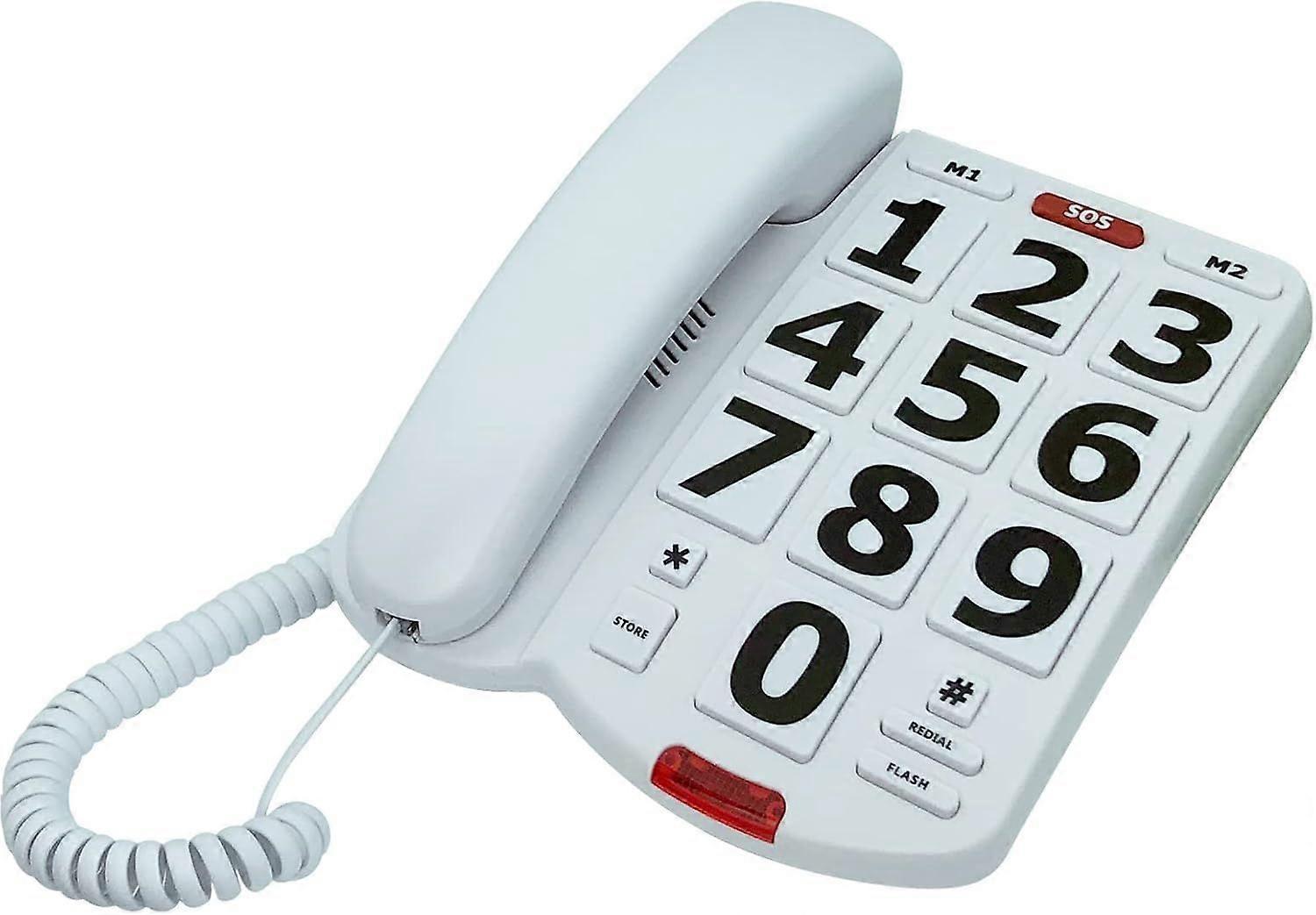 Wi RED Big Button Phone, Wired Simple Basic Landline Phone With Big Buttons For Visually ImpaiRED Elderly
